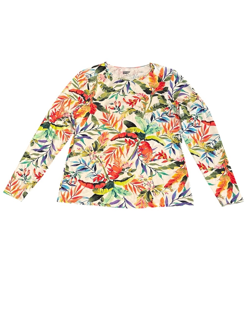 Lands' End Women's UPF 50 Long Sleeve
Rash Guard floral swim shirt Size M